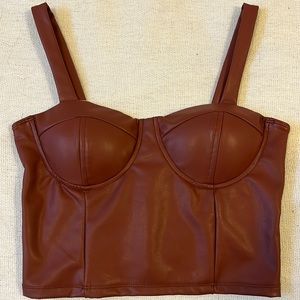Faux leather bustier top